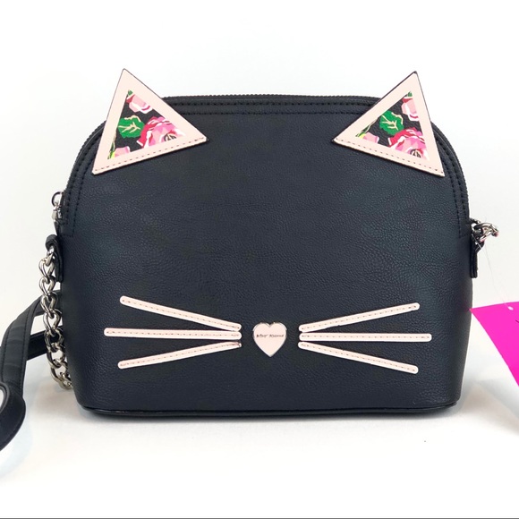 Betsey Johnson Black & Pink Cat Crossbody Bag $68 - Picture 1 of 6